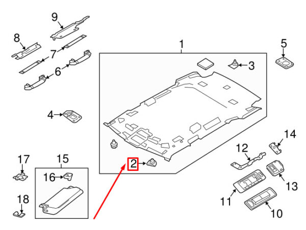 LR027559 - LR RANGE ROVER L405 Front Roof Mounting Clip LR027559 NEW