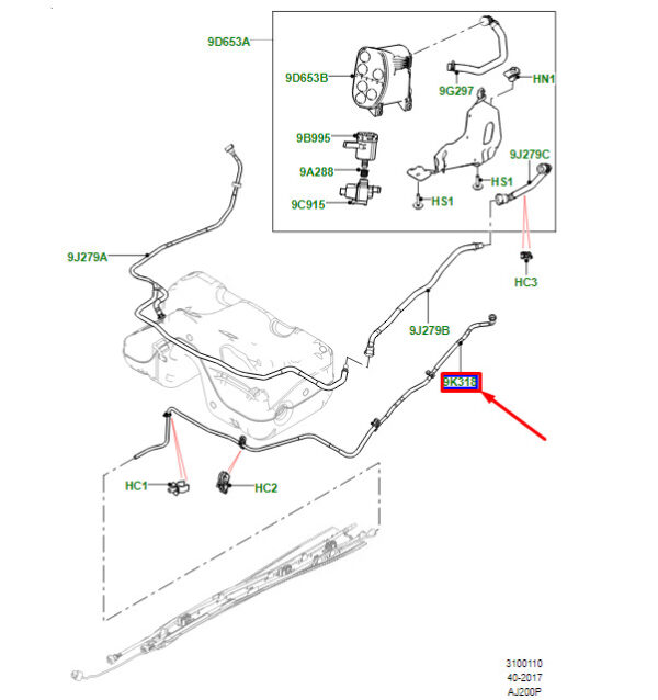 LR027877 - Fuel Steam Pipe for LR Range Rover Evoque L538 LR027877 New Original