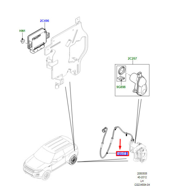 LR028308 - LR Range Rover Evoque L538 Right Parking Brake Wire LR028308 New Genuine