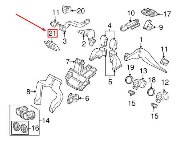 LR028394 - LR DISCOVERY 4 L319 Heater Left Lower Air Intake LR028394 NEW GENUINE