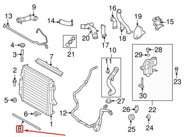 LR028946 - LAND ROVER DISCOVERY 4 L319 Lower Density of the Cooler LR028946 NEW GENUINE