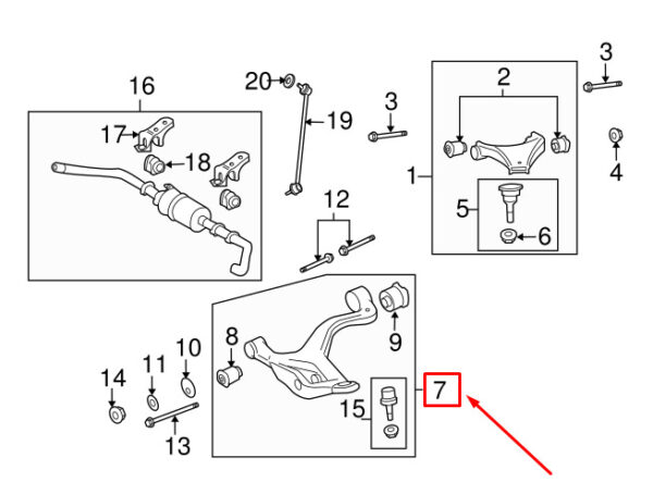 LR029304 - LR RANGE ROVER SPORT L320 Front Right Lower Control Arm LR029304 NEW GENUINE