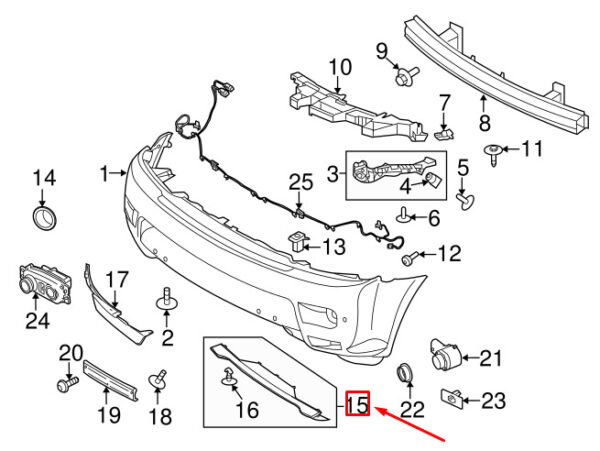 LR029973 - LR Range Rover Sport L320 Front Bumper Trailer Clutch Cover LR029973