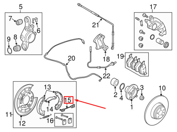 LR031944 - LR RANGE ROVER SPORT L320 Rear Park Brake Spring Repair Kit LR031944 NEW GENUINE