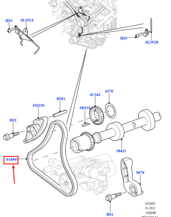 LR032087 - LAND ROVER DISCOVERY IV L319 Engine Auxiliary Drive Chain LR032087 NEW Original
