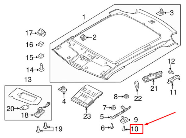 LR033002 - LAND ROVER DISCOVERY SPORT L550 Sunvisor Bolt LR033002 NEW GENUINE