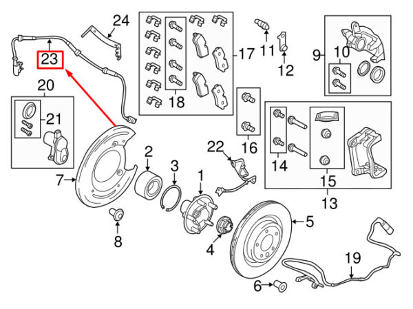 LR033457 - LAND ROVER RANGE ROVER L405 ABS Rear Wheel Speed Sensor LR033457 NEW REAL