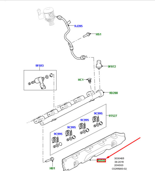 LR033992 - LR Range Rover IV L405 Fuel Rail Cover LR033992 Genuine Part