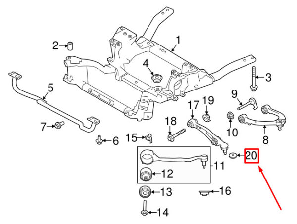 LR034221 - LAND ROVER DISCOVERY L462 Front Lower Handlebar Nut LR034221 NEW GENUINE