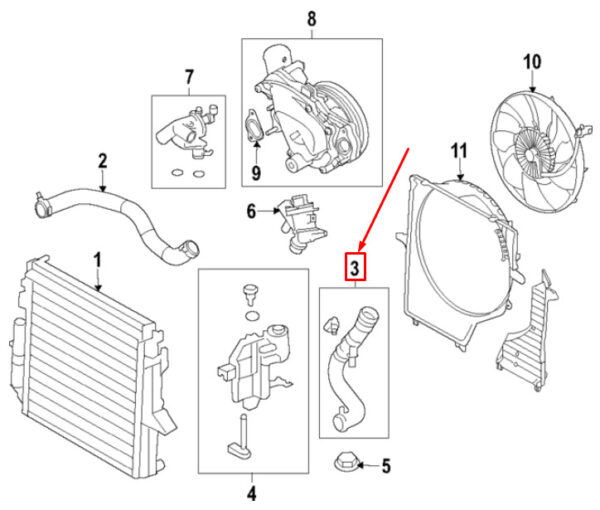 LR034625 - LR DISCOVERY V L462 Lower Engine Coolant Hoses LR034625 NEW GENUINE