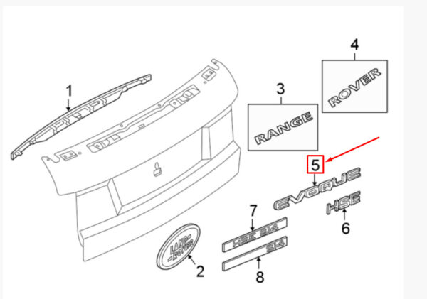LR035433 - LAND ROVER RANGE ROVER EVOQUE L538 Tailgate Emblem LR035433 NEW Original