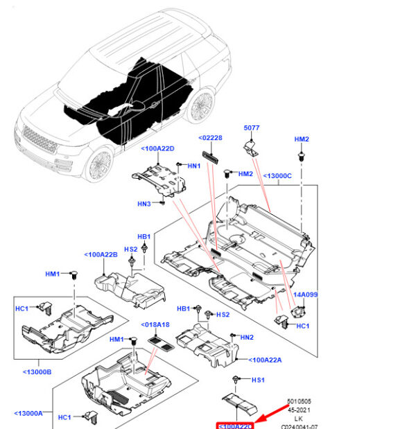 LR037858 - LAND ROVER RANGE ROVER SPORT II L494 Floor Carpet Mount LR037858 NEW ORIGINAL