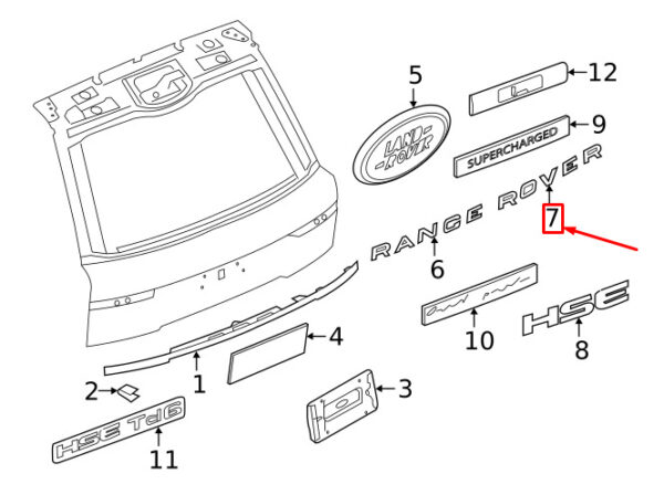 LR038709 - LAND ROVER RANGE ROVER IV L405 Tailgate Emblem LR038709 NEW GENUINE