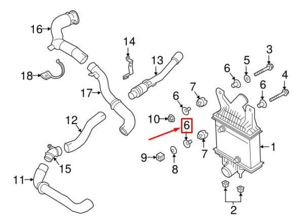 LR038854 - LAND ROVER DISCOVERY V L462 Intercooler Insulating Female LR038854 NEW Original