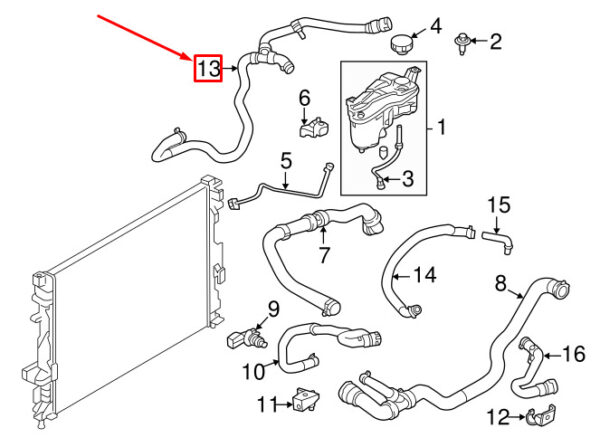 LR039407 - LAND ROVER FREELANDER L359 Cooling System Outlet Hose LR039407 NEW GENUINE