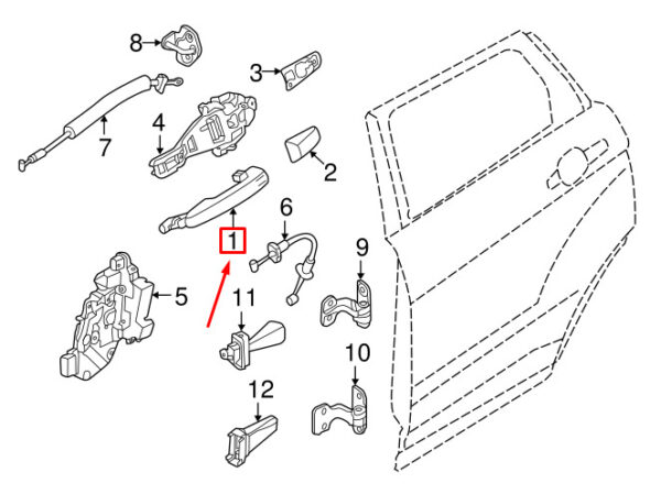 LR040308 - LR RANGE ROVER EVOQUE L538 Rear Door Outer Handle LR040308 NEW Original