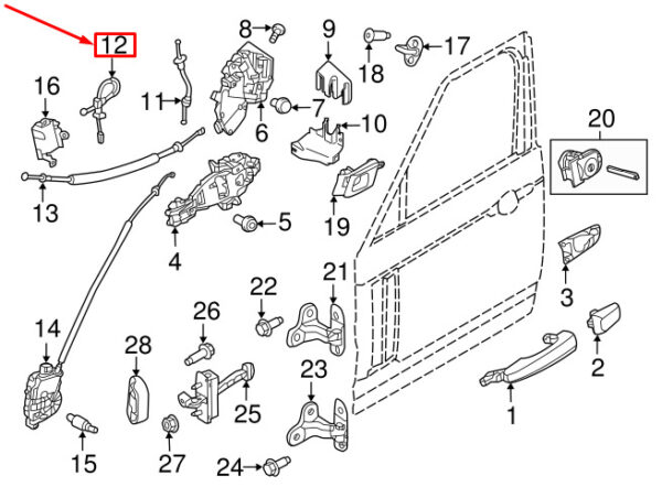 LR078756 - LR RANGE ROVER SPORT L494 Front Door Locking Cable LR078756 NEW GENUINE