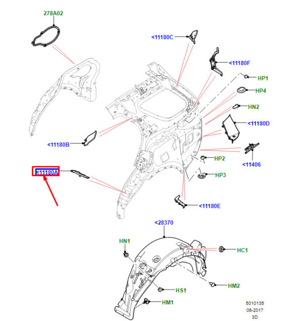 LR080207 - Land Rover Discovery V L462, Right Side Insulator, LR080207, Original Part