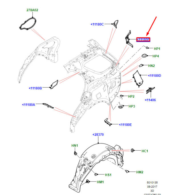 LR080217 - Land Rover Discovery V L462, Left Side Wall Insulation, LR080217, Original Part