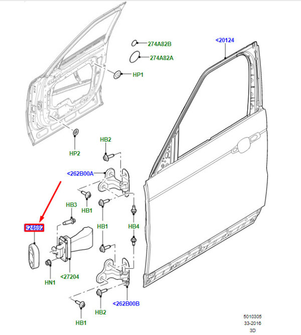 LR080301 - Land Rover Discovery V L462 Front Left Door Test Gasket LR080301, Original Part