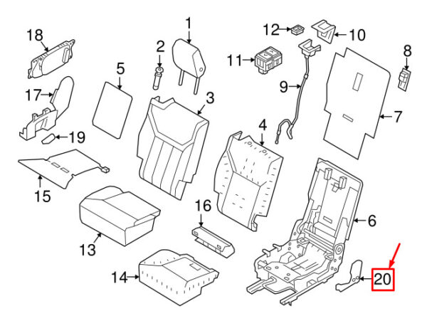 LR080845 - LR DISCOVERY V L462 REAR RIGHT INNER SEAT CUSHION VALANCE LR080845 NEW GENUINE