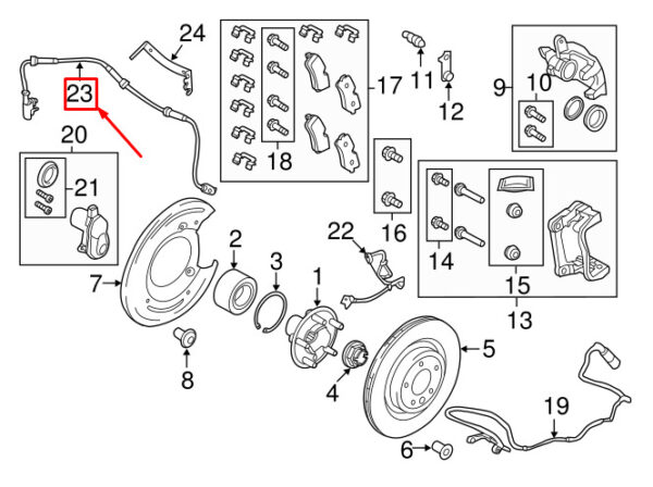 LR081609 - LAND ROVER DISCOVERY V L462 REAR ABS SENSOR LR081609 NEW GENUINE