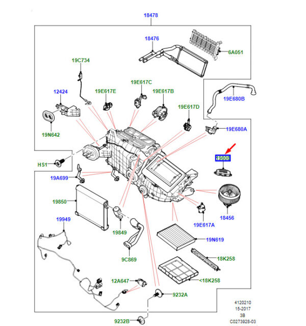 LR082162 - LR Range Rover Velar L560 HVAC Blower Motor Control Module LR082162, New Genuine