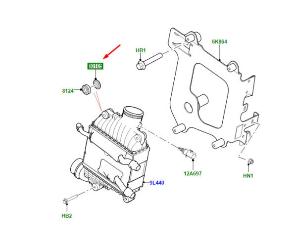 LR082398 - LR Range Rover Velar L560 Intercooler Insulating Female LR082398, Original Part