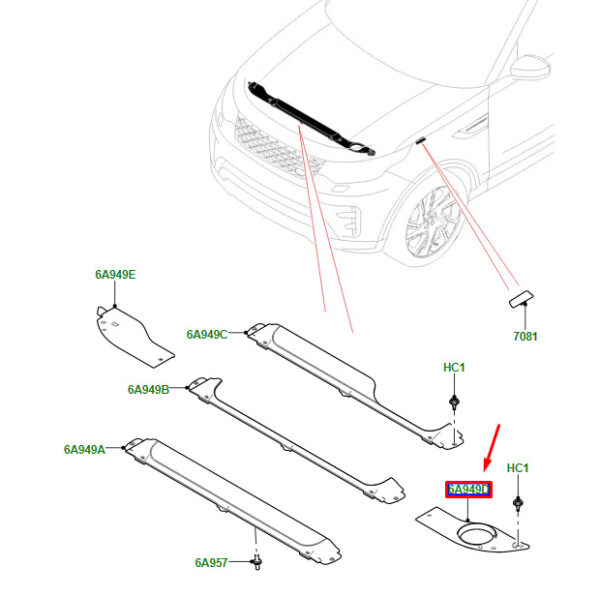 LR082523 - Land Rover Discovery V L462, Left Engine Hood Cover, LR082523, Original Part