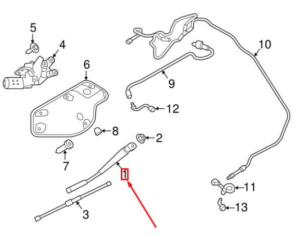LR083129 - LAND ROVER DISCOVERY L462 Rear Windshield Wiper Arm LR083129 NEW GENUINE