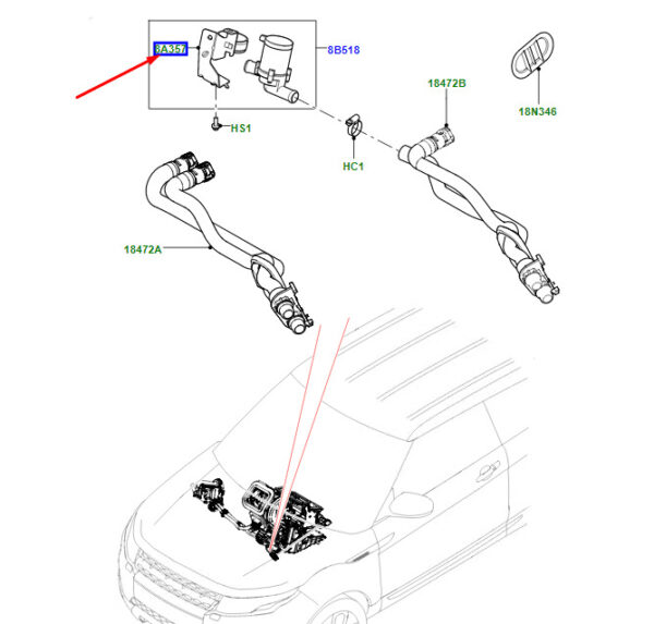 LR084529 - Heating water pump mount for LR Range Rover Velar L560 LR084529 NEW