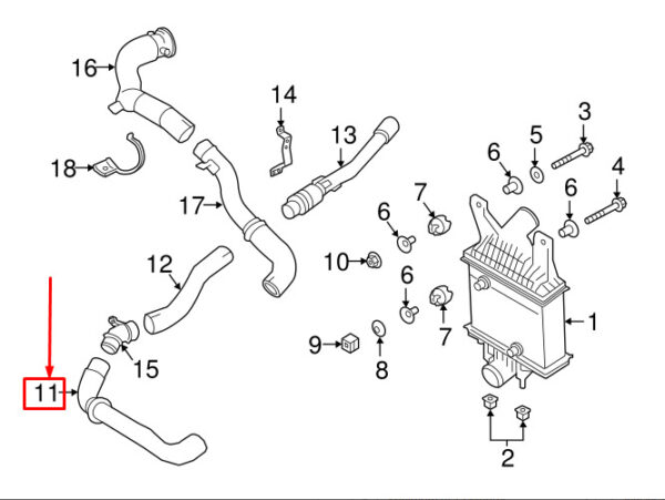 LR088290 - LAND ROVER DISCOVERY V L462 Lower Intercooler Hose LR088290 NEW ORIGINAL