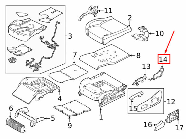 LR088696 - LR RANGE ROVER SPORT L494 Front Right Seat Valance Carrier LR088696 NEW GENUINE