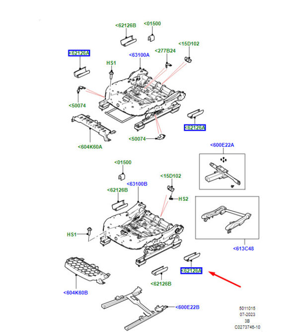 LR091174 - LR Range Rover Velar L560 Front Seat Rail Cover LR091174 Original Part
