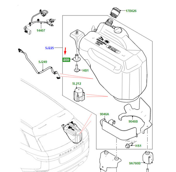 LR091644 - LR Range Rover Velar L560 Exhaust Fluid Reservoir Spacer LR091644