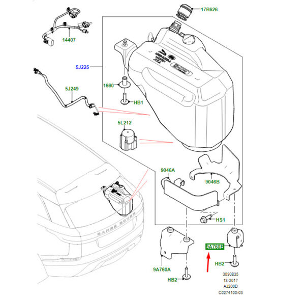 LR091682 - LR Range Rover Velar L560 Mount for Flue Fluid Container LR091682 Part