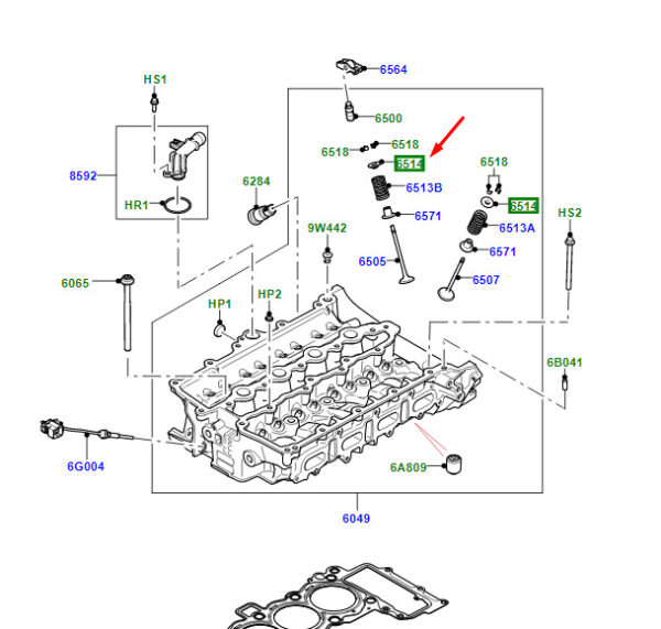 LR091753 - Land Rover Range Rover Velar L560 Valve Spring Holder LR091753, Original Part