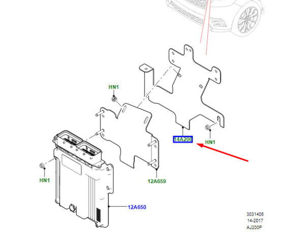 LR091851 - LR RANGE ROVER VELAR L560 Mount for Engine Control Unit LHD LR091851 NEW