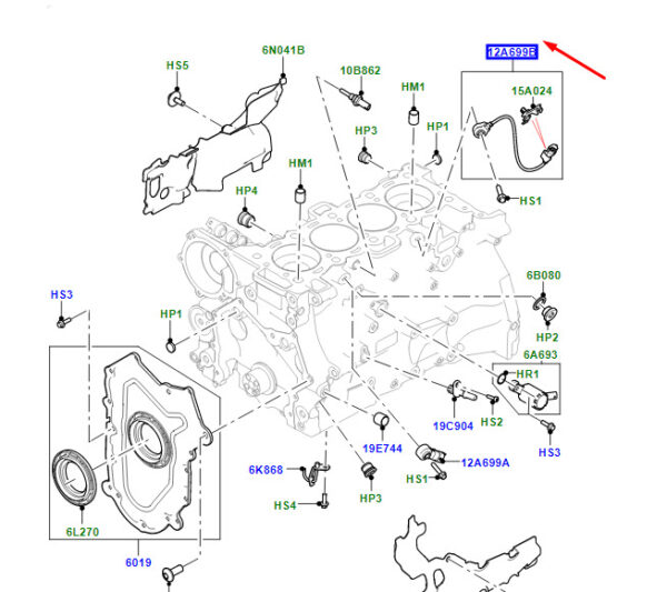 LR092101 - Land Rover Range Rover Velar L560 Rear Knock Sensor LR092101 NEW ORIGINAL