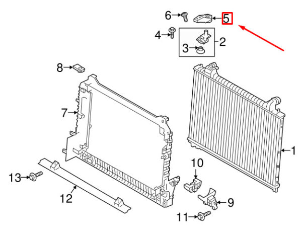 LR092122 - LR RANGE ROVER VELAR L560 Left Top Radiator Mount LR092122 NEW GENUINE