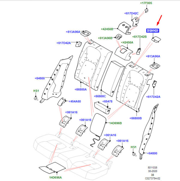 LR092454 - LR Range Rover Velar L560 rear seat belt guide LR092454 NEW ORIGINAL