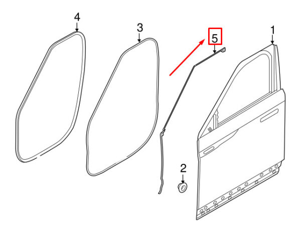 LR092586 - LR RANGE ROVER VELAR L560 Front Right Door Top Gasket LR110733 NEW