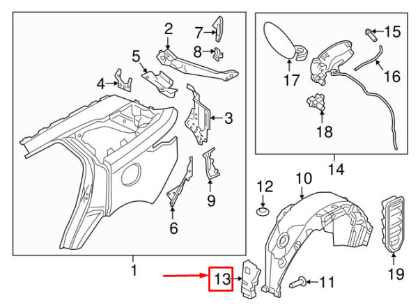 LR092634 - LR RR VELAR L560 Wheel Arch Trim Rear Right Insulator LR092634 NEW