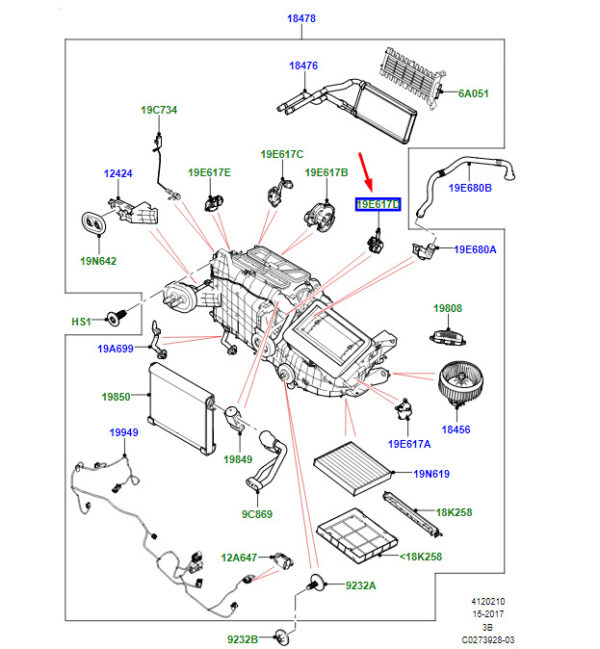 LR093016 - LAND ROVER RANGE ROVER VELAR L560 Heater Left Stepper Motor LR093016 NEW GENUINE