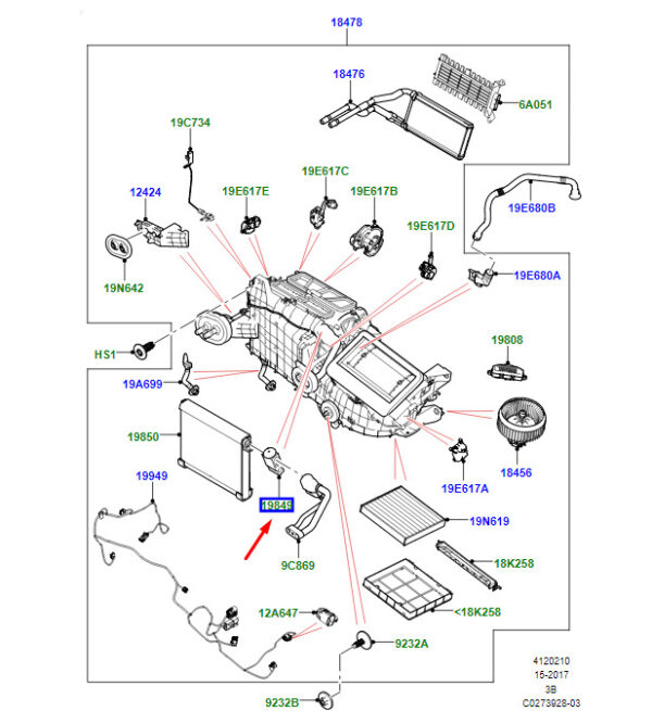 LR093044 - LR Range Rover Velar L560 A/C Control Valve LR093044, Original Part