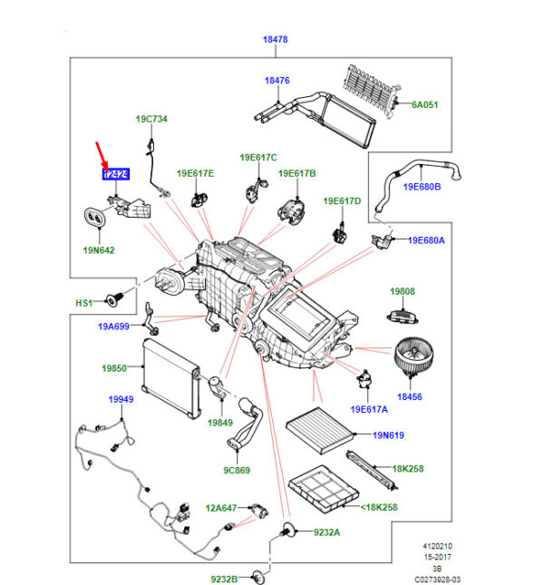 LR093074 - LR Range Rover Velar L560 Heating Mount Left Steering LR093074 Original Part