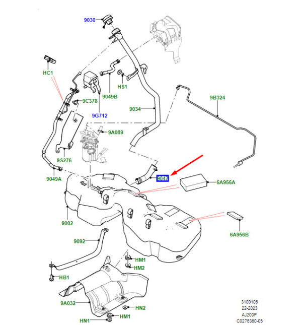 LR093121 - LR Range Rover Velar L560 Fuel Fill Hose LR093121 NEW ORIGINAL