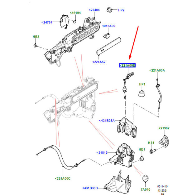 LR093359 - Land Rover Range Rover Velar L560 Door Lock Cable Front LR093359 NEW ORIGINAL