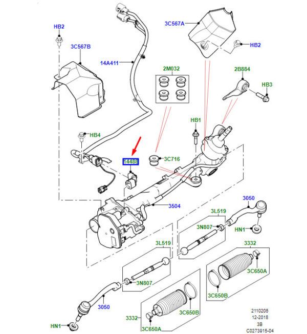 LR093621 - LR Range Rover Velar L560 Steering Transmission Adapter Connector LR093621, New Genuine