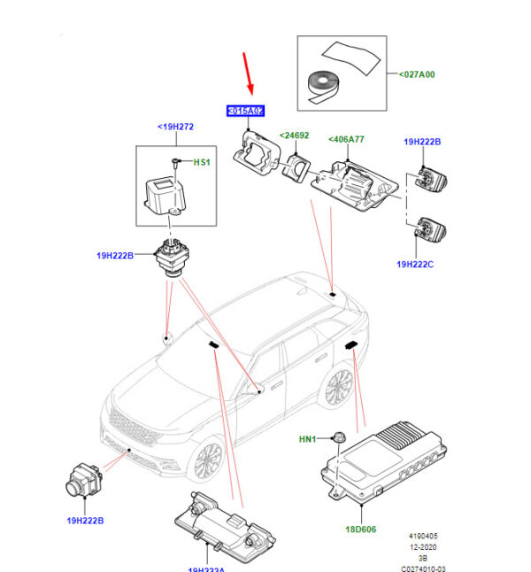 LR093800 - Rear View Camera Mount for LR Range Rover Velar L560 LR093800 Original Part